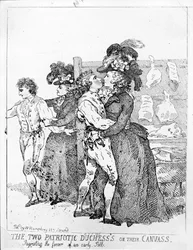 Die zwei patriotischen Herzoginnen auf ihrer Leinwand, 1784